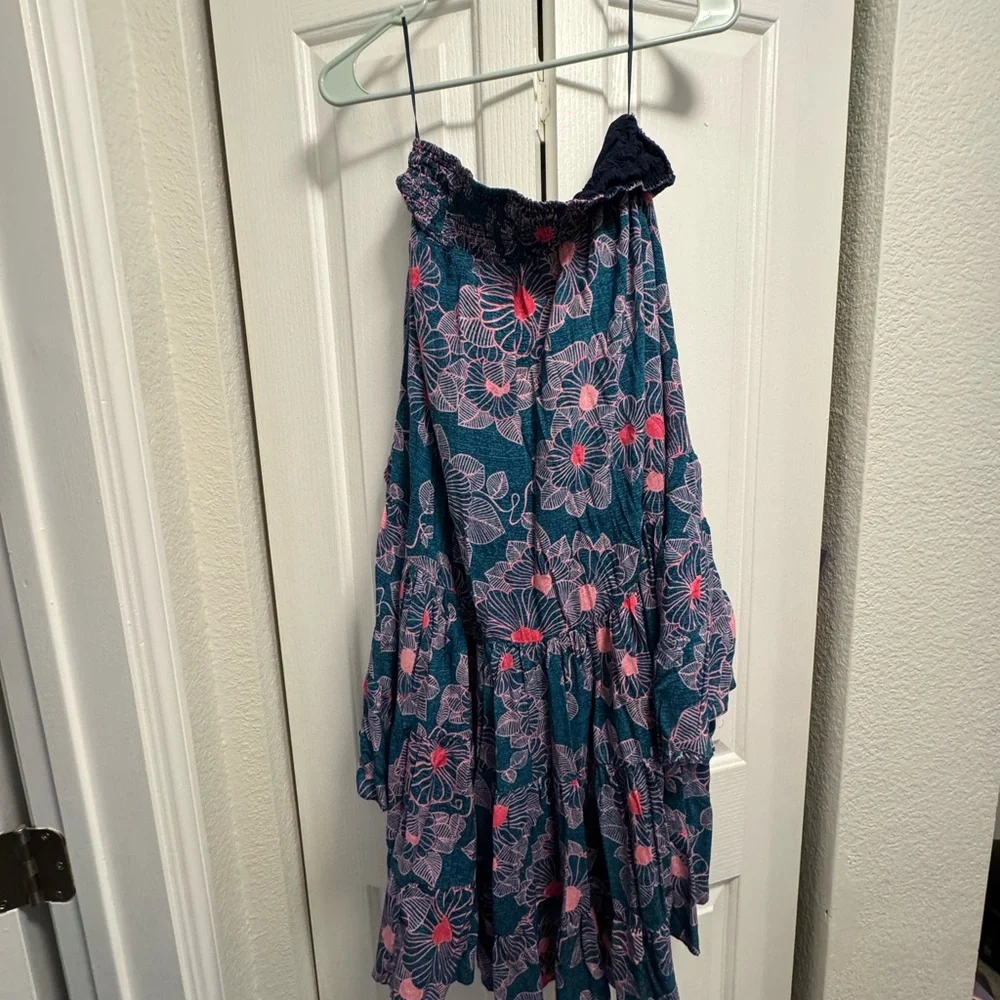 Free People Teal and Pink Floral Crop Top - Picture 5 of 5